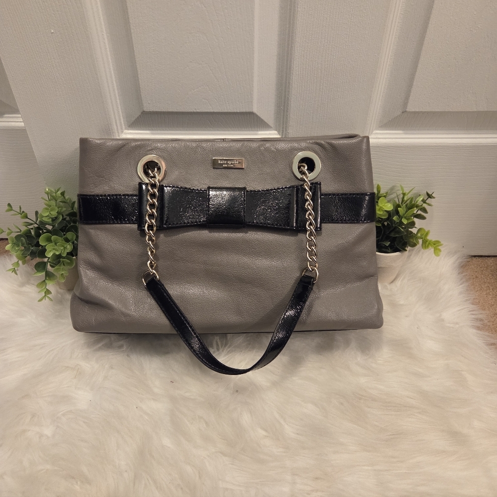 Kate Spade Elegant Gray and Black Bow Bag